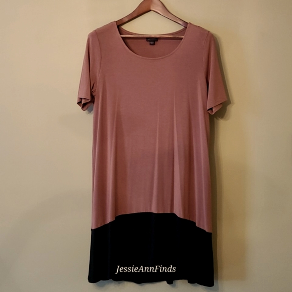 J. Jill Wearever Collection Brown Black Colorblock Midi Dress Size Large Petite